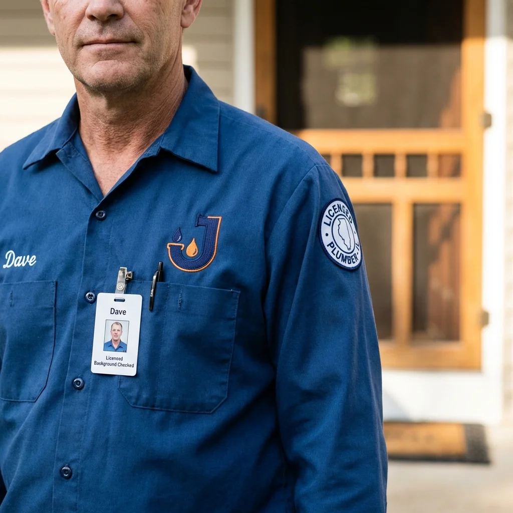 Licensed plumber showing ID badge in Laporte, CO