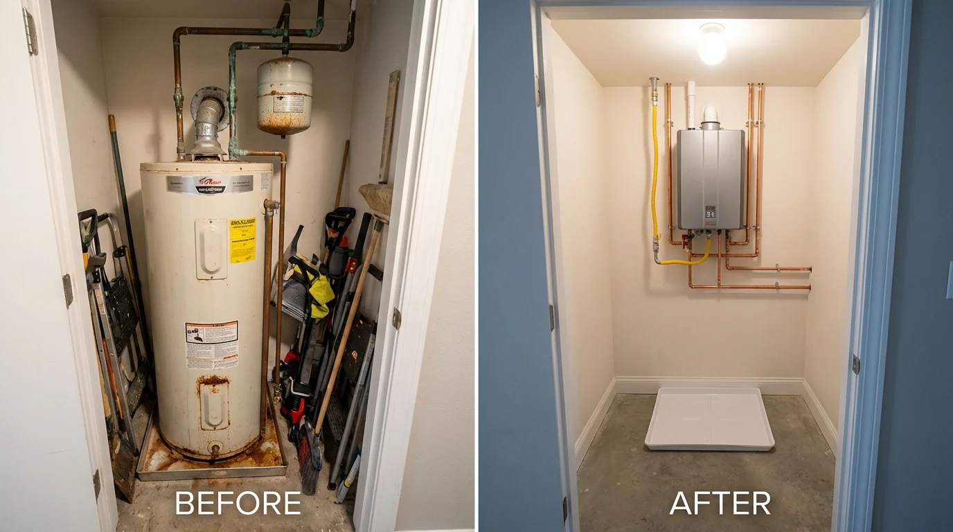 Tank water heater versus wall-mounted tankless unit comparison for Laporte, CO homeowners