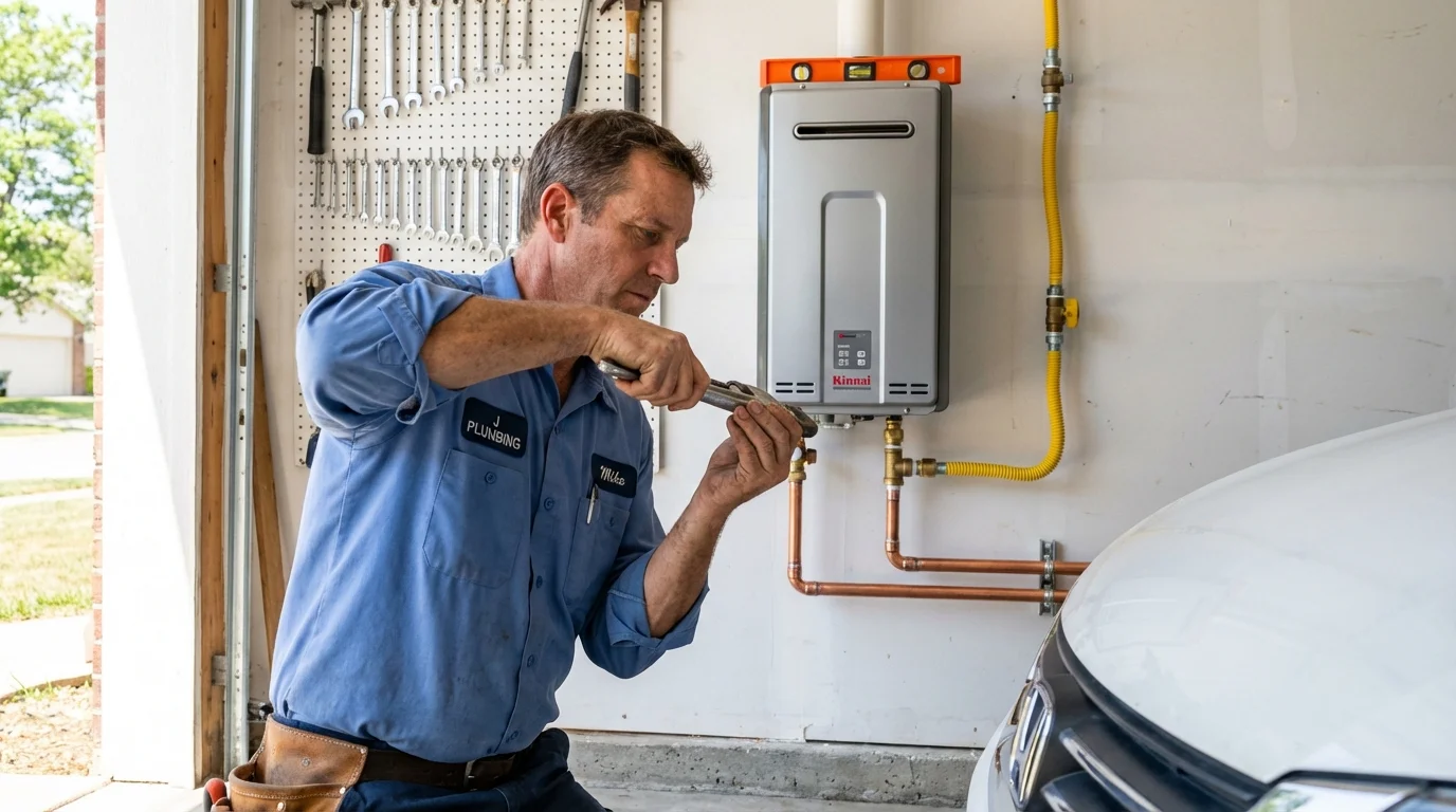 Tankless water heater installation by a Johns Plumbing LLC plumber in Laporte